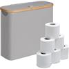 Relaxdays Porta Carta igienica, 12 Rotoli, HxLxP: 38 x 43 x 17 cm, Tessuto, bambù, Contenitore Grigio
