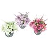 Flair Flower Set di 3 fiori artificiali in vaso, 17 cm, ortensia, piante artificiali, decorazione per soggiorno, tavolo, davanzale, fiori, realistico, piccolo, decorazione, facile da pulire, set di vasi da fiori