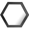 Stonebriar - Specchio decorativo da parete esagonale, con cornice in legno verniciato nero, 61 x 53 cm