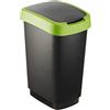Rotho Salsa Pattumiera da 25 l con coperchio, in plastica (PP) senza BPA, verde, 25 l (33,3 x 25,2 x 47,6 cm)