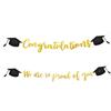 EUPSIIU Congratulations Banner, We Are So Proud of You Banner Bandierine Tocco Cappello Ghirlanda Addobbi Decorazione, Laurea Striscione Carta Ghirlanda, per Casa Festa Laurea Gadget Fai da Te (Oro)