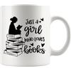 Panvola Just A Girl Who Loves Books Lover Reader Bibliotecario Tazza da caffè Novità Tazza in ceramica 311,8 g Bianco