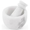 MARBLE RANGE Set di mortaio e pestello in marmo bianco, fatto a mano, tritaglio e macina erbe, ciotola in marmo naturale, piccolo macinino per spezie