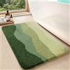 DEXI Tappeto Bagno 40 x 60 cm, Tappeti Bagno Antiscivolo Assorbente, Lavabile in Lavatrice, Tappetino Morbido per Doccia, Vasca, Motivo bosco verde