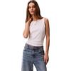 Calvin Klein Canotta da Donna SL Woven Label 2X2 Baby Rib Cuto LV047F246G, Bianca, XS