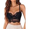 Avidlove Reggiseno Bustier in Pizzo da Donna Reggiseno Sexy con Ferretto Top Crop Basic Scollo a V Canotta Top Spaghetti Tank Bralette Intimo Nero S