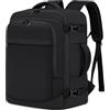 ENZOSUM Bagaglio a Mano 55x40x20 Aereo 44L Borsa da Cabina Zaino 55x40x20 per Aereo Zaino da Viaggio Donna Uomo 17.3 Pollici Porta PC per Scuola Trekking Lavoro,Nero