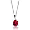 MIORE Collana Donna, Goccia Rubino, Ciondolo Oro Bianco 9KT 375, Catenina Argento 925, Gioiello Anallergico, Elegante Portagioie