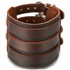 COOLSTEELANDBEYOND Grande e Largo, Uomo Braccialetto di Cuoio, Bracciale Vera Pelle Marrone, Fascia di Polso, con Fibbia Ardiglione