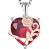 YL Collana Rosa Cuore in argento 925 con ciondolo rubino in pietra di nascita di luglio per donna