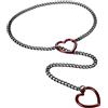 JewelryWe Collana a Catena da Donna: Girocollo da Donna Nero a Forma di Y con Fiocco, Anello a O Regolabile, in Acciaio Inox, con Maglia Cubana, Ciondolo a Cuore Rosso, Regolabile, Stile Rock Punk