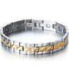 COOLSTEELANDBEYOND Magnetico, Bracciale da Uomo, Acciaio Inossidabile, con Magneti, Link, Braccialetto, Oro Argento Due Toni