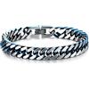 COOLSTEELANDBEYOND Acciaio Inossidabile Argento Blu Due Toni Barbozzale Braccialetto, Bracciale da Uomo, Satinato