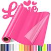 Sgooyir Vinile Termoadesivo per Tessuti, Vinile Adesivo per T-Shirt Rosa Neon