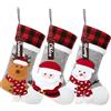 UXORSN Calza Befana Personalizzata 3 Pezzo Calze Natalizie Appendere con Nome Grandi Calze di Natale con 3D Babbo Pupazzo Renna Natalizie Sacchetto Caramelle per Dolci Regali Camino Natale Ornamento