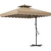 Ombrellone da Giardino Decentrato Doppio Tetto 2.5x2.5m Base a Croce Cachi