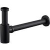 EXLECO Sifone Lavabo Bagno in Acciaio Inox 1 1/4 x Ø32mm Sifone Universale per Lavabo, Trappola Regolabile per Lavandino Sifone Tubo Scarico Lavandino Bagno Nero