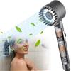 KARELLS Soffione Doccia Con Filtro Anticalcare Ad Alta Pressione, 3+1 Modalità, Risparmio Idrico, Bocca in Silicone