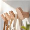 ZUNTO 4 Pezzi Ganci Appendiabiti da Parete, Ganci Portasciugamani da Bagno Decorativi in Legno Naturale con Viti, Ganci da Muro Resistente per Cucina, Bagno