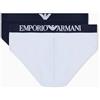 EMPORIO ARMANI Confezione da 2 Slip da Uomo, Blu Armani, Bianco, M