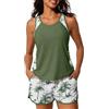 CheChury Tankini Donna Mare Curvy Costume da Bagno Donna Due Pezzi Push up Tankini Set Vita Alta con Stampa Floreale Canottiera e Pantaloncino da Bagno Bikini Controllo Pancia Swimwear Sportivo