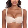 Lemorosy Reggiseno Donna Balconcino con Ferretto Imbottite Push up(Beige,3D