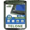 COVALL Telone blu 6x8m，75g/㎡ telo impermeabile esterno verde/blu,di plastica multifunzione anti-strappo UV con foro occhio coperchio,adatta per campeggio,giardino,legno,Copertina per furgone