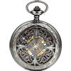 JewelryWe Orologio da Tasca a Quarzo Hollow Collana in Lega Orologio Vintage Orologi Meccanici Colore Bronzo Nero (Argento-E)