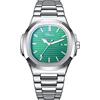 JewelryWe orologio da polso da uomo, con calendario rettangolare in acciaio inox, orologio al quarzo analogico,regalo per uomini