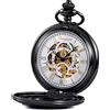 TREEWETO Orologio da tasca - Orologio da tasca meccanico con quadrante scheletrato, per uomo e donna