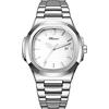 JewelryWe orologio da polso da uomo, con calendario rettangolare in acciaio inox, orologio al quarzo analogico,regalo per uomini