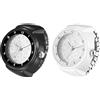JewelryWe Orologio da donna ad anello, analogico, al quarzo, elastico, regalo per ragazze, nero, bianco, rosso, rosa, Opaco, set da 2 pezzi
