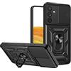 ESTH® Custodia per Samsung Galaxy A34 5G con Custodia per Fotocamera Scorrevole e Supporto ad Anello [Cover Paraurti Compatibile con Supporto Magnetico per Auto], Nero