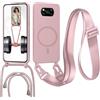 FERLAN Cover con Cordino per Xiaomi Poco X3 NFC/X3 Pro/X3 Cover Magnetica, Cover in Silicone TPU Morbido Corda Collana Necklace Regolabile Stylish con Catena Ultra Sottile Case, Rosa sabbia