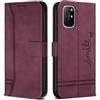 Bravoday Cover per OnePlus 8T / OnePlus 9R, Flip Custodia in Pelle PU con Slot per Schede, Portafoglio Custodia per OnePlus 8T / OnePlus 9R, Vino Rosso