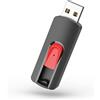 Vansuny Chiavetta USB 2.0 32GB Retrattile, Penna USB Memoria Portatile senza Tappo con Portachiavi e LED, Pendrive 32 Giga per Dati Foto Video, Compatibile con PC Windows Mac Linux TV Auto - Rosso