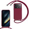 FERLAN Custodia per Xiaomi Poco F6 Pro Cover con Cordino,Rosso Silicone Antiurto TPU Morbido Case Corda Collana Necklace Regolabile Stylish con Catena Ultra Sottile Cover per Xiaomi Poco F6 Pro,Rosso