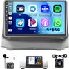 Hikity [8 Core 4G+64G] Hikity Car Radio per Ford Fiesta MK6 2009-2016 Wireless Carplay Android Auto Android 15 Autoradio 9 Pollici Stereo Auto con GPS 32EQ WIFI Bluetooth SWC MIC Telecamera Posteriore