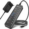 RSHTECH Hub USB C Alimentato 10 Porte 66W con 3 Porte USB-3.2 da 10Gbps (2C+1A), 4 Porte USB 3.0 (2C+2A), 2 Porte USB-C Ricarica Rapida PD 45W e PD 100W, USB Hub per Laptop, RSH-ST10P