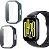 NEWZEROL 2 Pezzi Cover Compatibili per Xiaomi Redmi Watch 5 Active, [AntiGraffio] Vetro Temperato Integrato Custodia per PC, HD Anti Graffio Protezione Totale Custodia - Blu/Verde