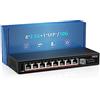 YuanLey 8 Porte 2,5G Switch Ethernet Desktop non Gestito con SFP 10G, Capacità di Commutazione 60Gbps, Compatibile 100/1000/2500Mbps, Senza Ventola Montaggio a Parete Dello Switch di Rete YuanLey 2,5Gbe