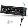 Hikity Autoradio Bluetooth Vivavoce, 1 Din Radio Auto Stereo 4 x 60W Funzione AUX, Lettore MP3 e Doppia Porta USB, Suono Stereo FM, Chiamate In Vivavoce, Telecomando, Display LCD