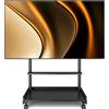 TVON Supporto TV con Ruote Porta TV da Terra Per Schermi Plasma/LCD/LED 40-86 Pollici, Regolabile in Altezza Supporto TV da Pavimento con Legno Base Fino a 68kg Max VESA 600x400mm