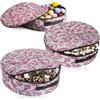 COM-FOUR® 3x Borsa porta ghirlande, accessori da cucito e giocattoli - scatola rotonda in tessuto con manico e cerniera per decorazioni di Natale, Pasqua e Avvento (3 pezzi: grigio + viola)