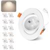 Jaenmsa Faretti LED Soffitto Incasso Cartongesso, Faretti da Incasso 10W Foro Φ 90-100mm 960 Lumen 4000K Luce Neutra, IP44, 30-60° Angolo Regolabile, per Interni Bagno Cucina Soggiorno, Set di 12