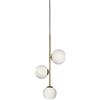 ZTTECH Lampada a sospensione in vetro bianco a globo a 3 luci, sfera di vetro bianca e lampada a sospensione in ottone dorato Matel Lampadario a soffitto (3 luci)