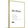 JUNOMI® Cornice portafoto 20 x 30 cm, alluminio oro lucido elegante - profilo slim, vetro acrilico antiurto, appendiatura orizzontale e verticale