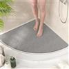 HITSLAM A Ventaglio Tappetino Doccia Antiscivolo, 60x60cm Tappetino Vasca Antiscivolo da Bagno con scarico, Morbido PVC Luffa Tappetino Bagno, Asciugatura rapida, Nero