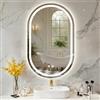 PINNIP Specchio Bagno con Luce, LED Specchio Ovale da Parete, Smart Mirror, Antifog, Dimmerabile 3 Colori, Vetro Temperato HD, Orizzontale/Verticale (Ovale, 90 x 60 cm)