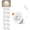 Jaenmsa Faretti LED Soffitto Incasso Cartongesso, Faretti da Incasso 4W Foro Φ 55-65mm 400 Lumen 4000K Luce Neutra, IP44, 30-60° Angolo Regolabile, per Interni Bagno Cucina Soggiorno, Set di 12